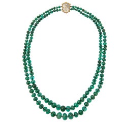 Buccellati Two Strand Emerald Bead Necklace