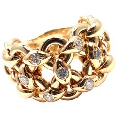 Hermes Diamond Yellow Gold Band Ring 4