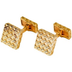 Boucheron Gold Square Basketweave Cufflinks