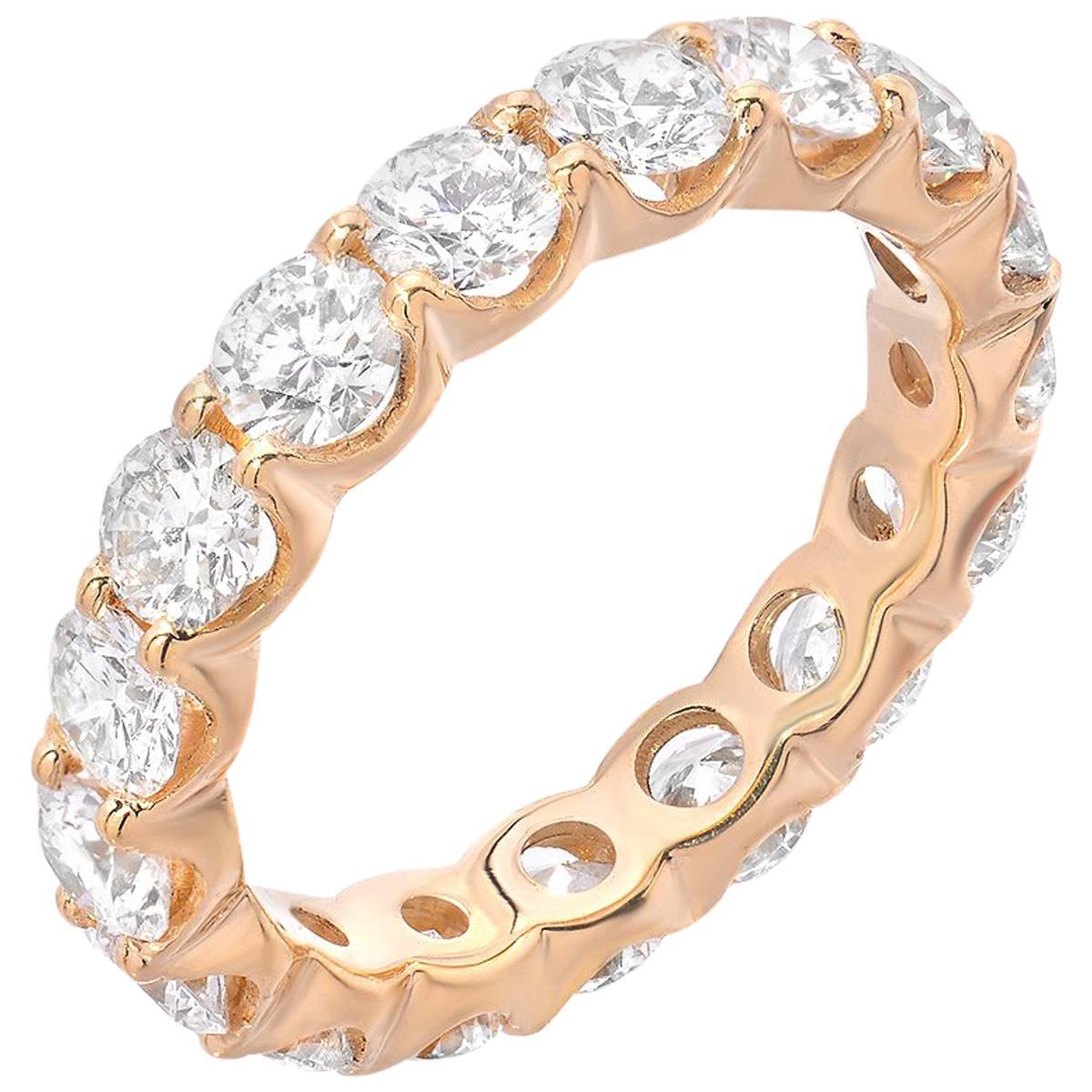 Boorma 18 Karat Yellow Gold 3.31 Carat VS 1 G Color Eternity Band  For Sale