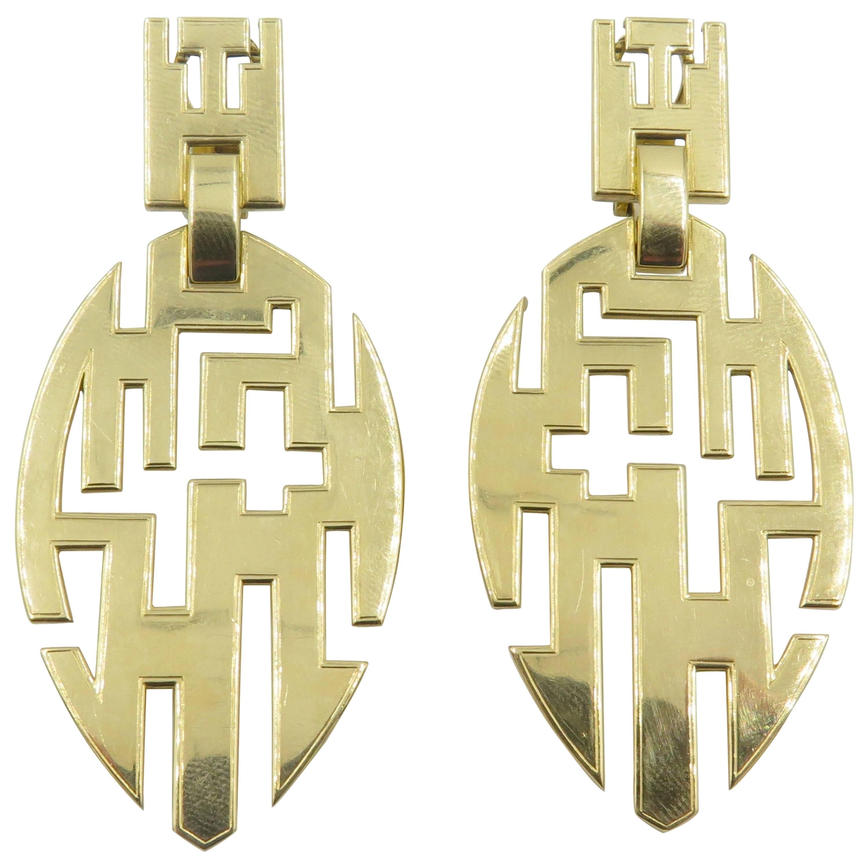 Cartier Gold Geometric Drop Earrings