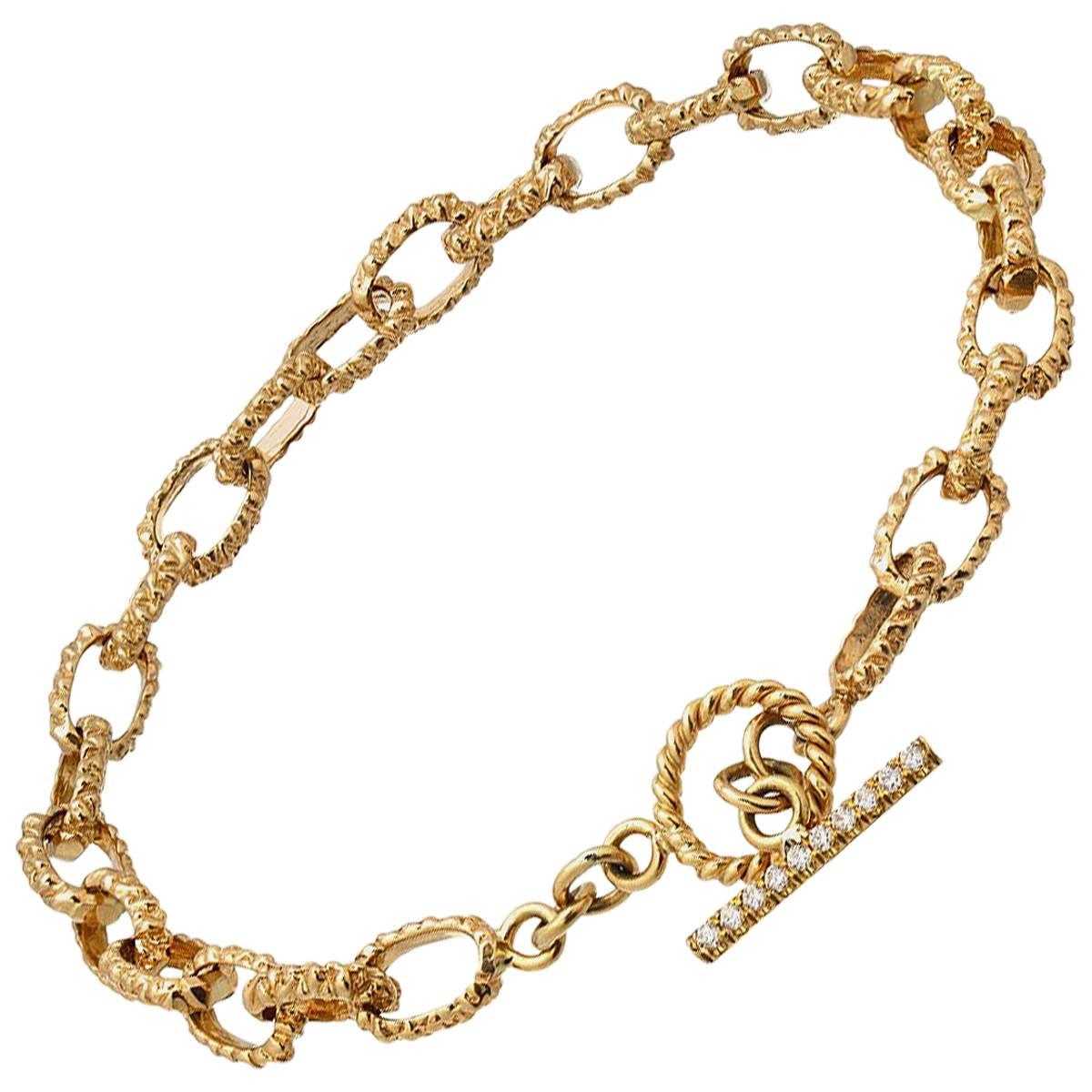 Boorma 18 Karat Yellow Gold 0.067 Carat Chain Bracelet For Sale
