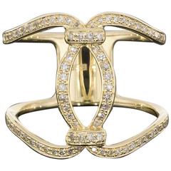Effy Yellow Gold Pave Diamond Overlapping Open Space Statement Ring