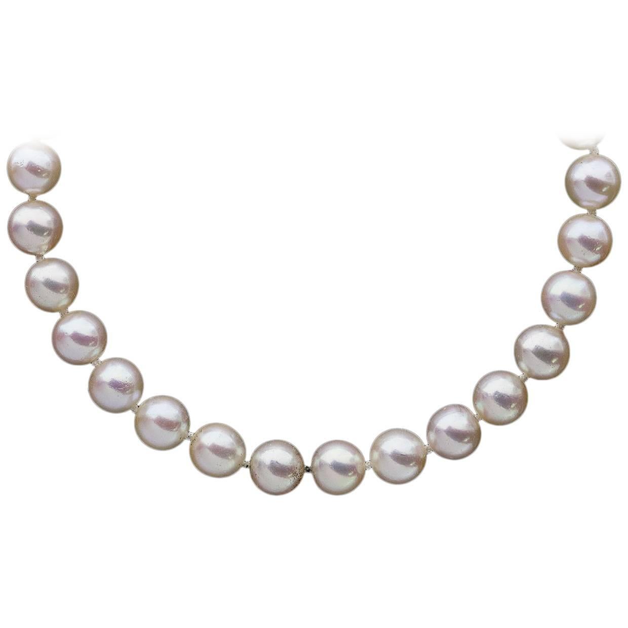 Akoya Cultured Saltwater Pearl Strand Necklace with Yellow Gold Clasp