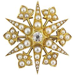 Antique Diamond Pendant Brooch, Pearls, 15 Carat, English Victorian 7