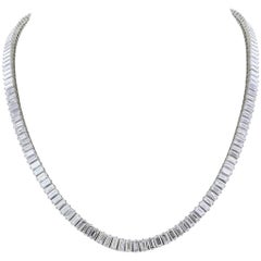 35 Carat Emerald Cut Diamond Tennis Necklace 12