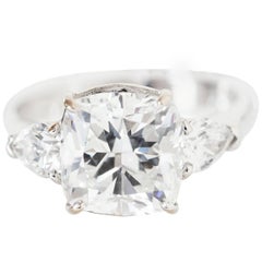 3.52 Carats GIA Certified Cushion Cut Diamond Platinum Engagement Ring 12