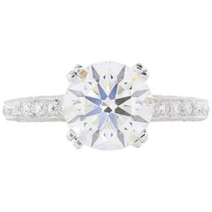 2.43 Carat GIA Certified Round Brilliant Cut diamond Platinum Engagement Ring