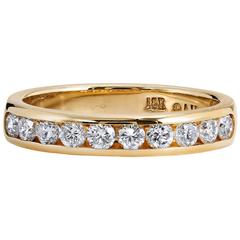 0.53 Carat Channel Set Diamond Yellow Gold Band Ring
