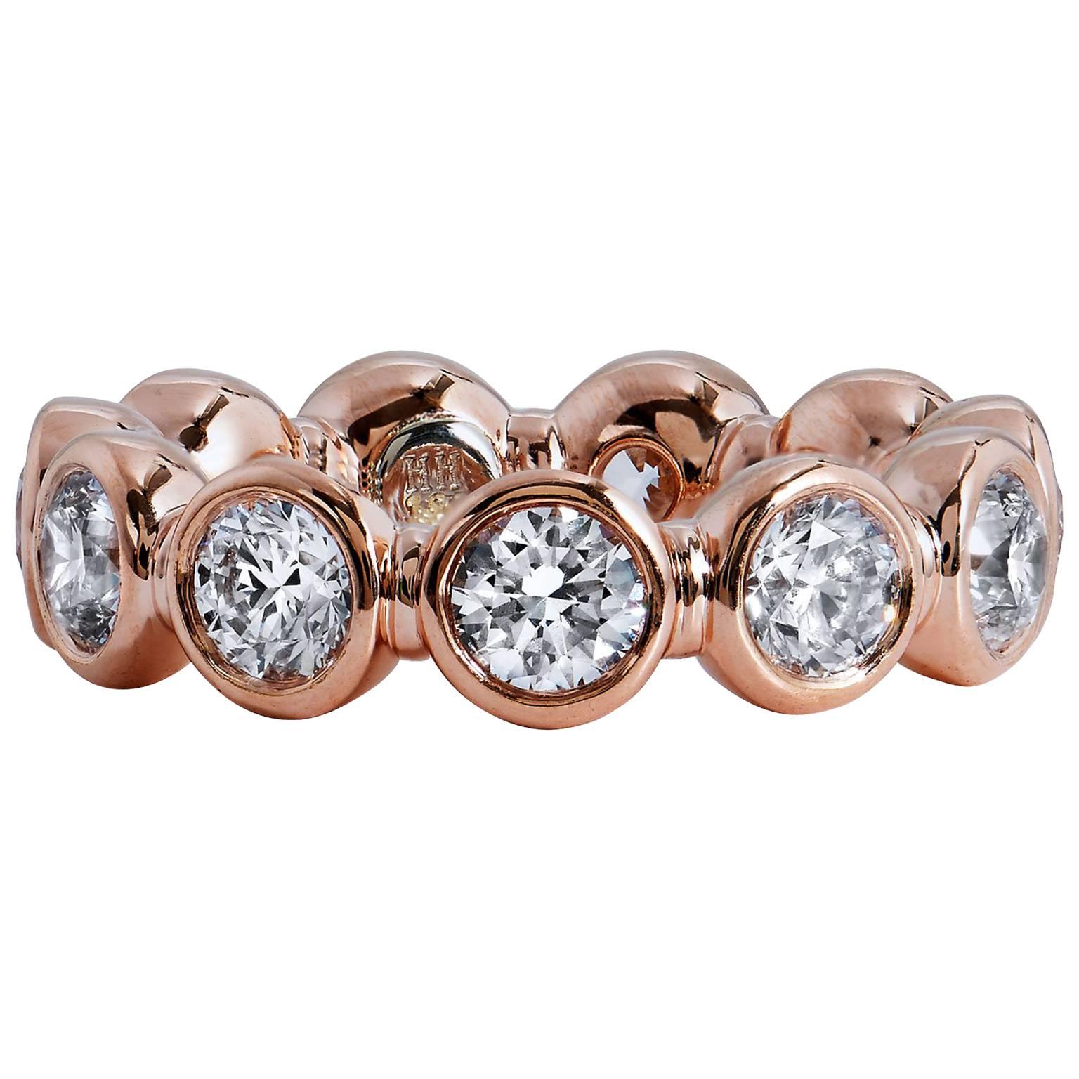 GIA CERT 3.30 Carat Bezel Set Diamonds Rose Gold Eternity Band Ring