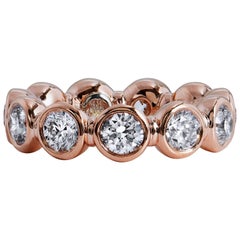 GIA CERT 3.30 Carat Bezel Set Diamonds Rose Gold Eternity Band Ring