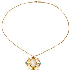 Antique 9 Karat Yellow Gold Irregular Fresh Water Pearl Pendant 3
