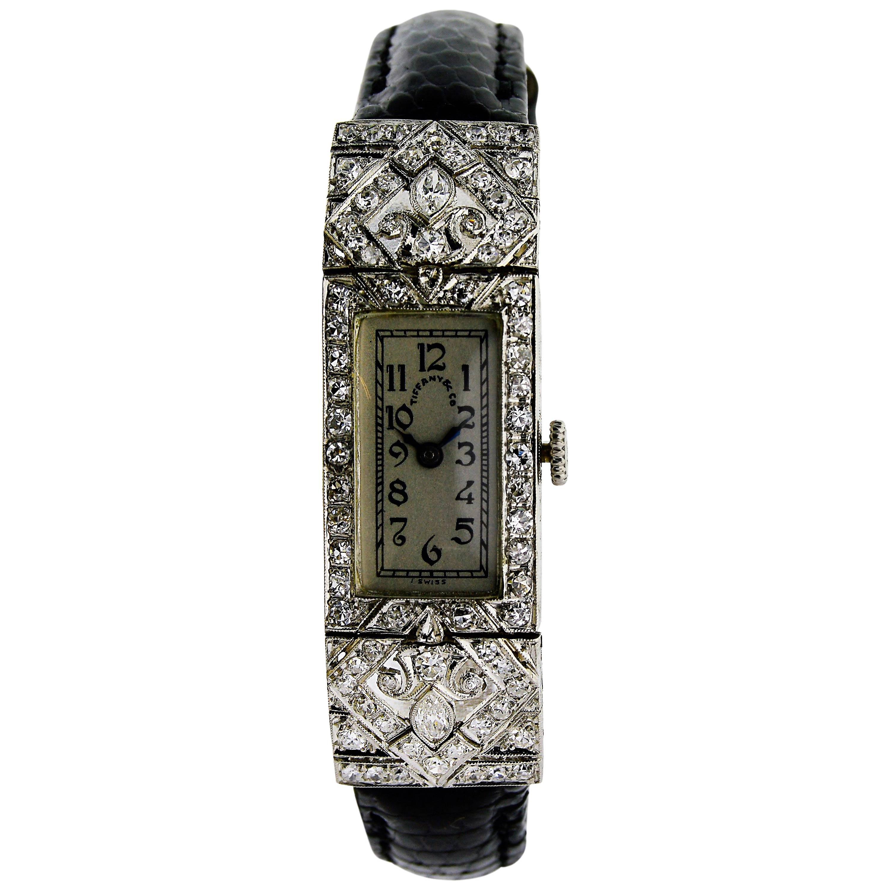 Tiffany & Co. Ladies Platinum Art Deco Manual Winding Dress Watch