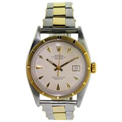 Vintage Rolex Yellow Gold Stainless Steel Datejust Perpetual Winding Wristwatch