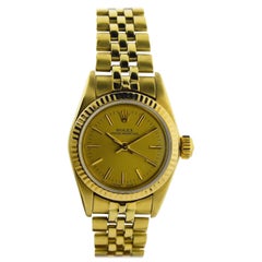 Rolex Ladies Solid Gold Oyster Bracelet Perpetual Wind Watch