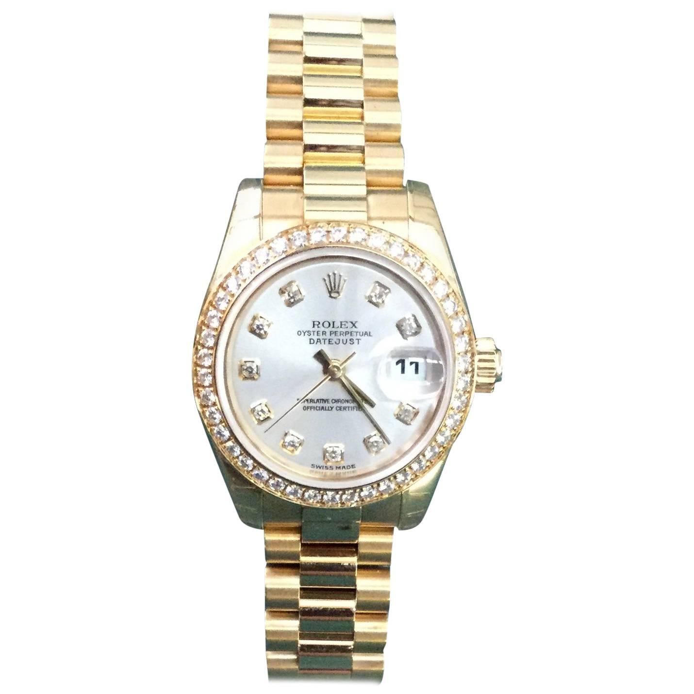 Rolex Ladies yellow gold Oyster Perpetual Datejust wristwatch For Sale