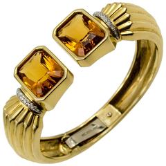 Roberto Legnazzi Monochrome Gold Citrine Topaz Diamond Cuff Bracelet 3