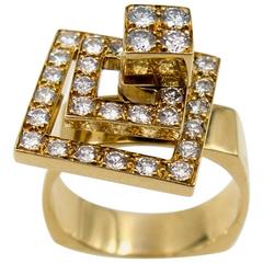 1970s Diamond Gold Spinner Ring 8