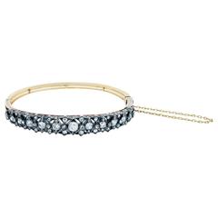 Antique Rare Diamond Yellow Gold Silver Top Bracelet, circa 1880 3