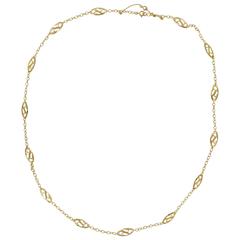 1900s French 18 Carat Yellow Gold Filigree Chain Necklace 9