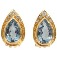 Burle Marx Blue Topaz Diamond Earrings