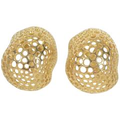 Angela Cummings Large Gold Honeycomb Earrings
