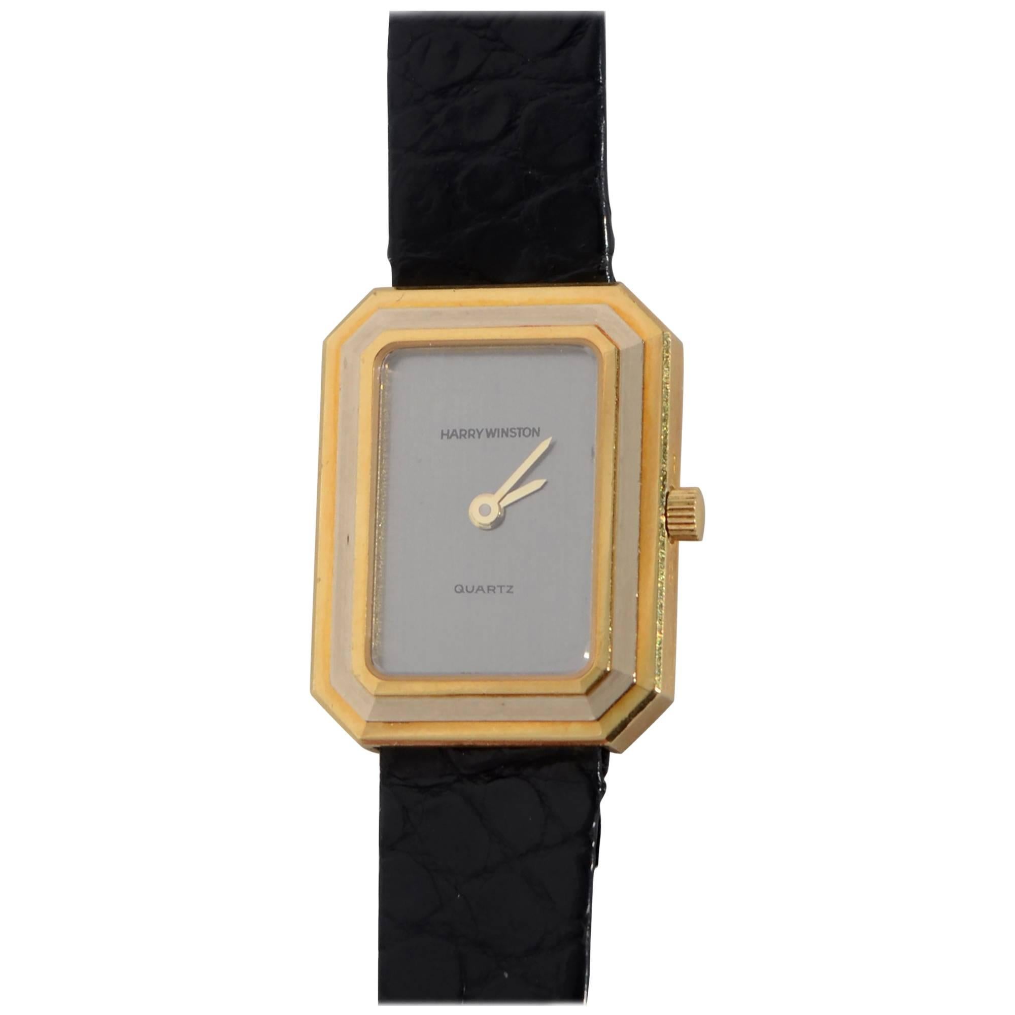 Harry Winston Montre-bracelet pour femme à quartz en or jaune et blanc en vente