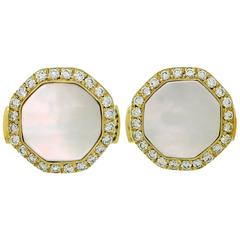 Van Cleef & Arpels Mother-of-Pearl Diamond Yellow Gold Octagon Cufflinks 10