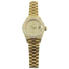 Rolex Ladies Yellow Gold Datejust President Factory Diamond Automatic Wristwatch 3
