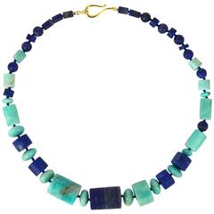 Lapis Lazuli Amazonite Gold Necklace 2