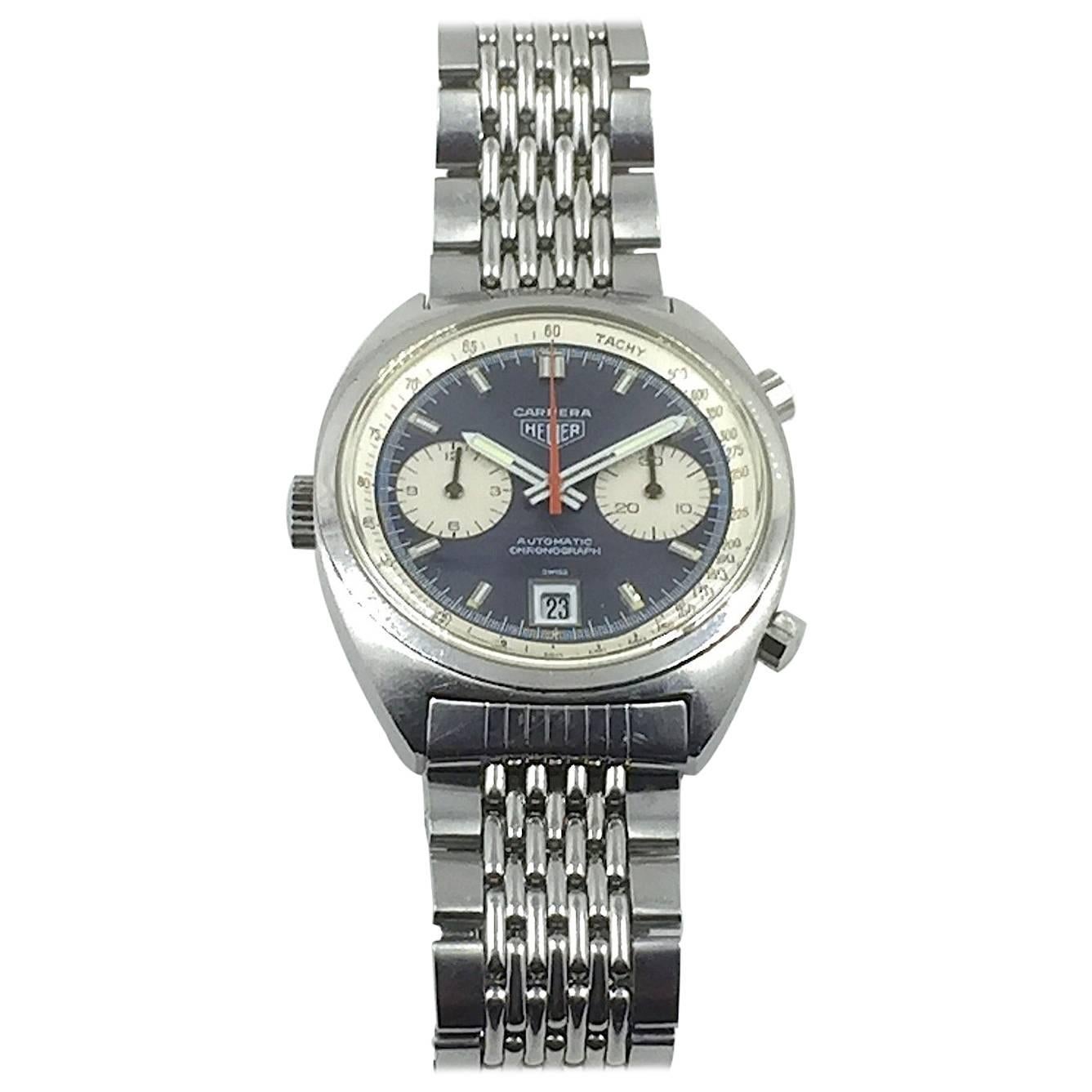 Heuer Carrera Stainless Steel Chronograph Automatic Wristwatch, 1970s