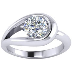 1.06 Carat GIA Certified Round Diamond 18k White Gold Engagement Ring