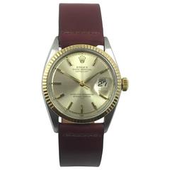 Rolex stainless Steel Gold Oyster Perpetual Datejust Wristwatch, 1960s