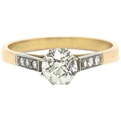 Old Cut Certified Diamond Gold Platinum Solitaire Ring