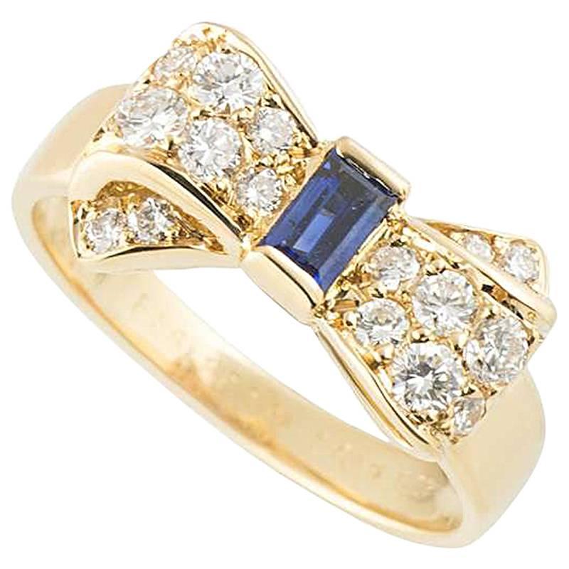 Van Cleef & Arpels Sapphire Diamond Yellow Gold Bow Ring