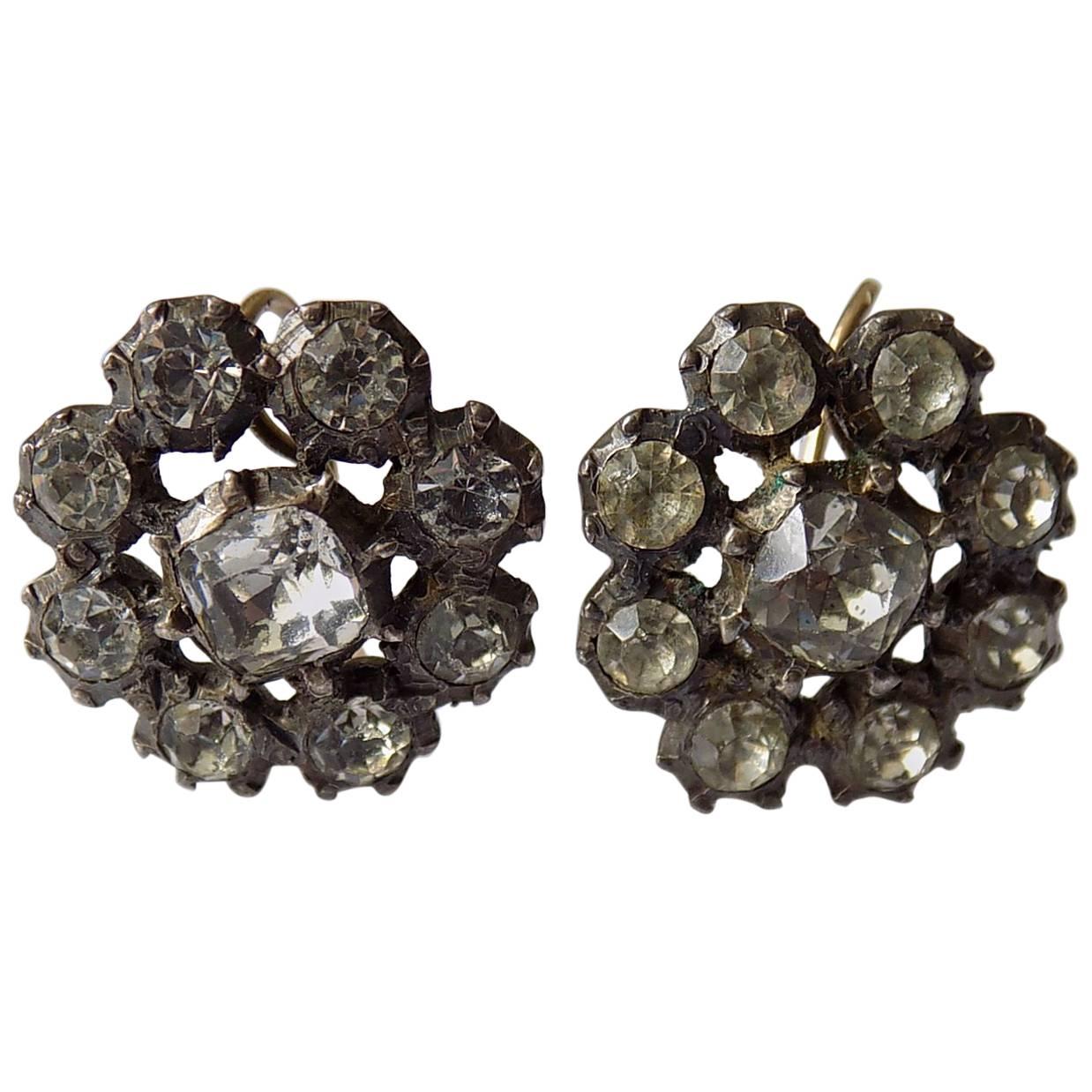 Antique Georgian Paste Cluster Earrings