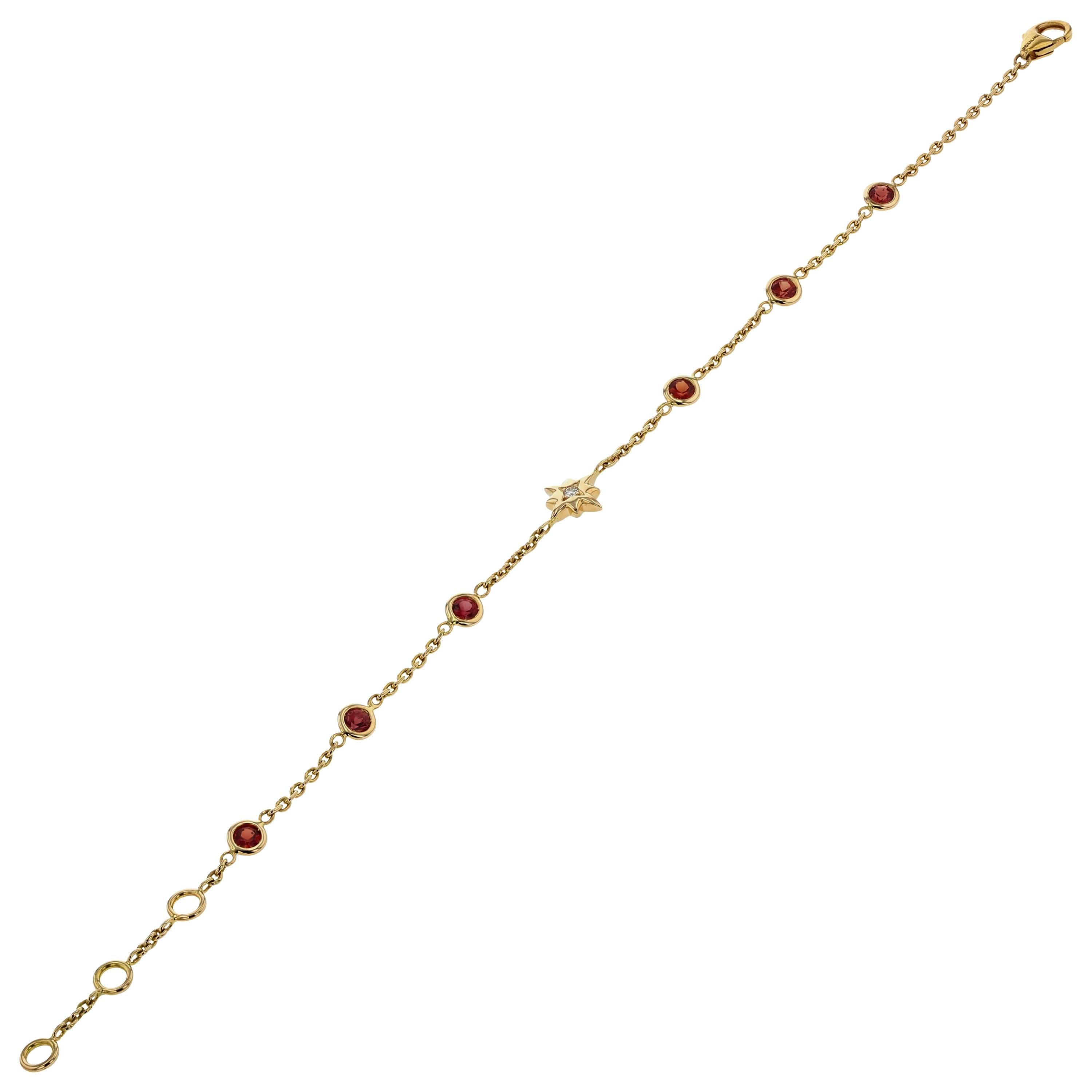 Bracelet Pink Gold 18 Karat 2.80g Rubies 0.76 Carat White Diamond 0.04 Carat For Sale