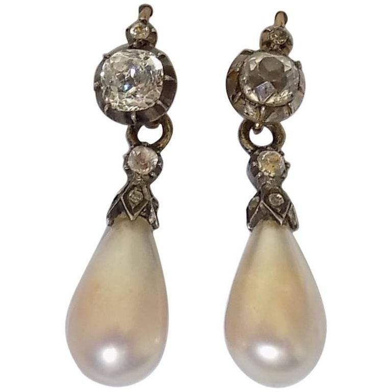 Antique Pearl Paste Drop Earrings For Sale at 1stdibs