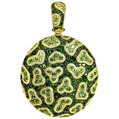Peridot Chrome Diopside Diamond Yellow Gold One of a Kind Pendant Necklace 6