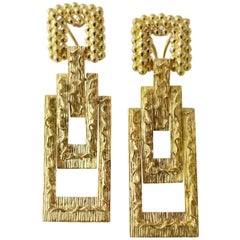 Modernist Gold Dangle Earrings, 1970s