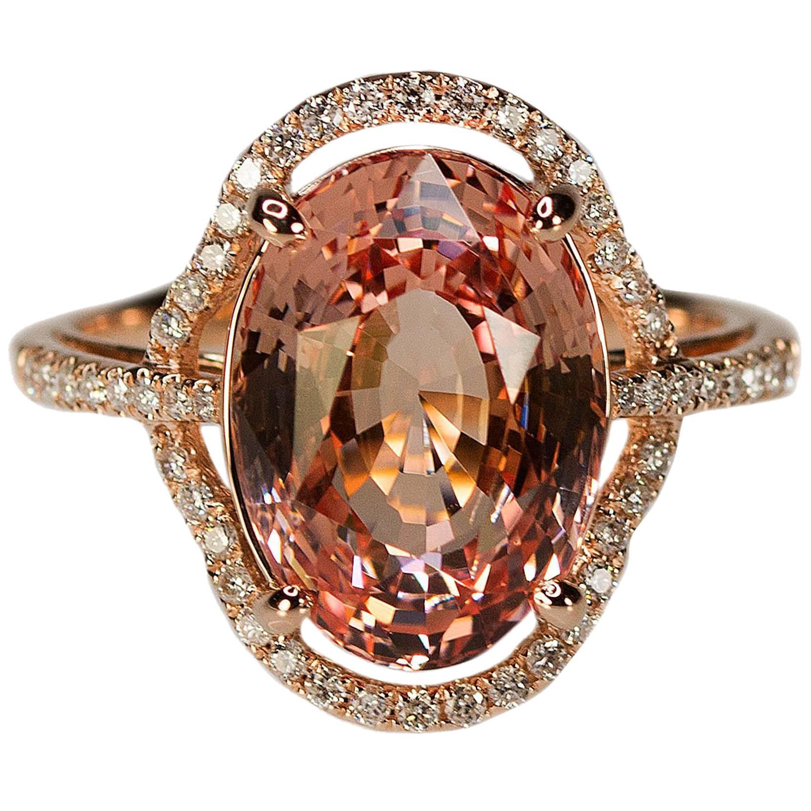 No Heat Ceylon Padparadscha Sapphire Pink Gold Ring