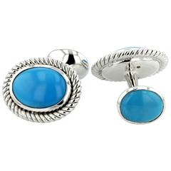 Cufflinks White Gold 18 Karat 18.70g Turquoises 18.71 Carat