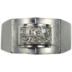 French Modernist Diamond Platinum Ring, circa 1935 8