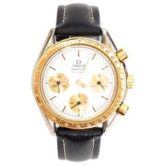 Omega Yellow and White Gold Speedmaster Chronograph Automatic Wristwatch