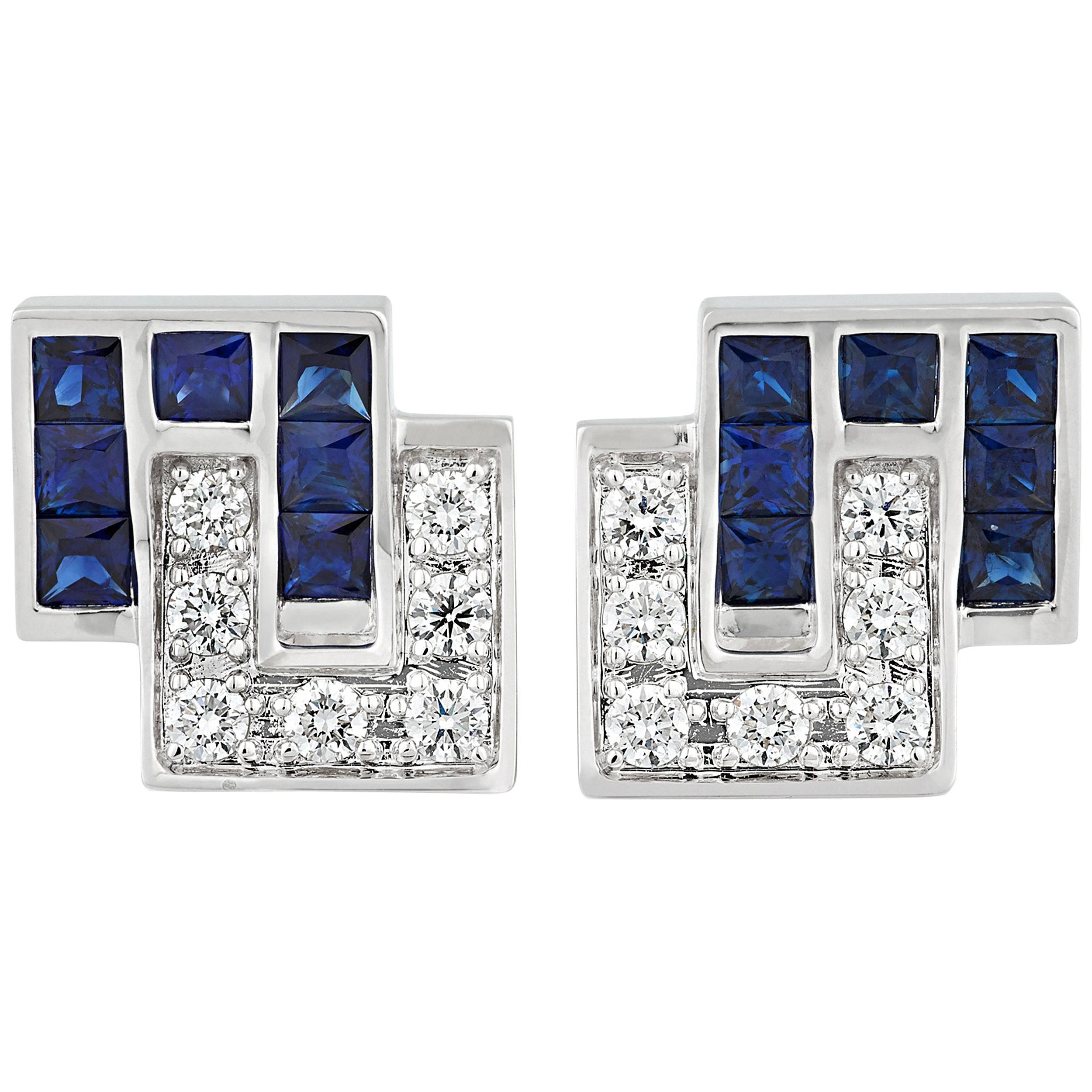 Sapphire and Diamond Cufflinks, 5.36 Carat