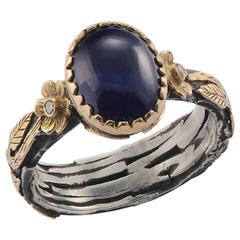 Lula Blue Sapphire Diamond 18 Karat Gold & Silver Ring 8