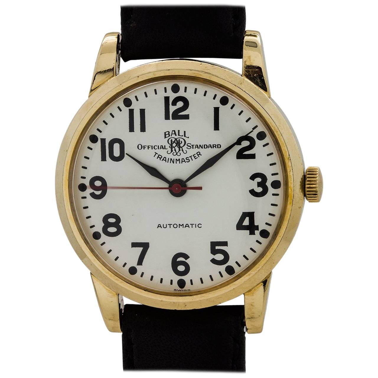 Ball Yellow Gold Filled Official Railroad Self Winding Wristwatch, circa 1960s