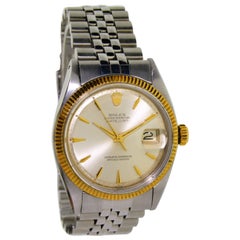 Used Rolex Stainless Steel Yellow Gold Early Datejust Patinated Dial Watch