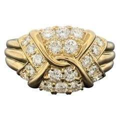 Estate Pavé Diamond Cluster Ring, 18k Yellow Gold 1.03ctw, Hideko