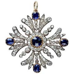 Early Victorian Sapphire Diamond Pendant